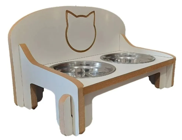 COMEDERO DOBLE MDF GATITO