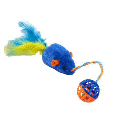 RATA PELUCHE C/PLUMA Y PELOTA SONAJERO